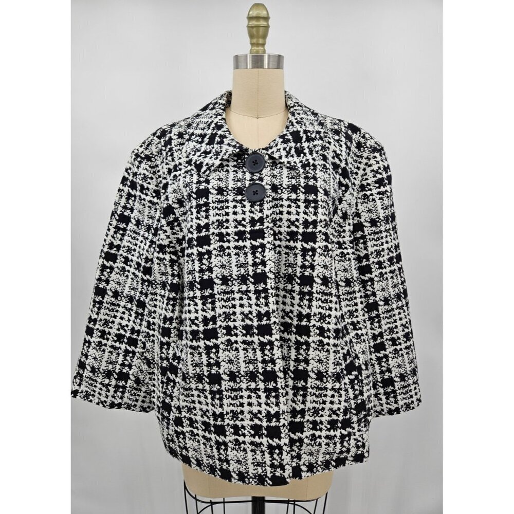 New Semantiks Black White Plaid Blazer Womens 3x Jacket